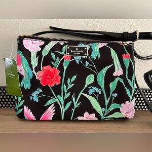 Kate Spade Madelyne Wilson Road Hummingbird Floral Black Crossbody